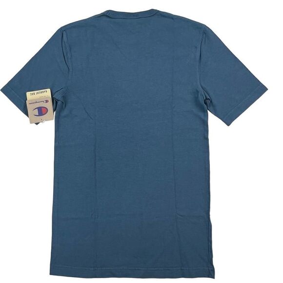 New Champion Men US XS Blue T-Shirt Crew Neck Short Sleeve Sport Casual Logo - Picture 3 of 9